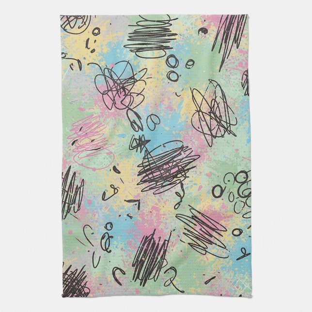 Colorful Urban Graffiti Pattern (4) Geschirrtuch (Vertikal)