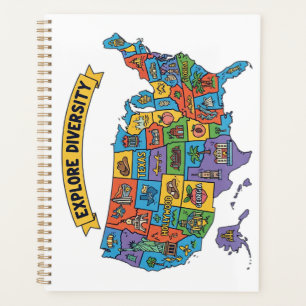 Colorful USA Map for Travellers - Exploration Dive Planer