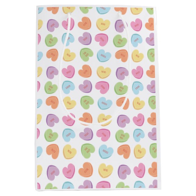 Colorful Valentine Candy Hearys Tischset Holiday Mittlere Geschenktüte (Vorderseite)