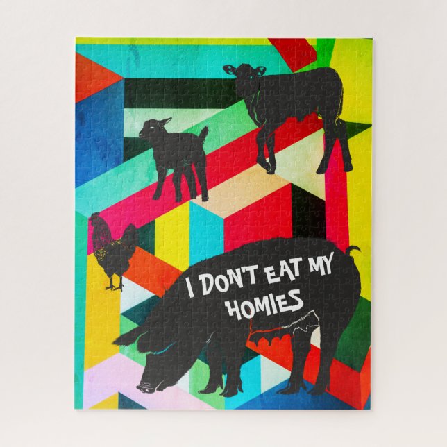 Colorful Vegan I Don't Eat My Homies Hard Puzzle (Vertikal)