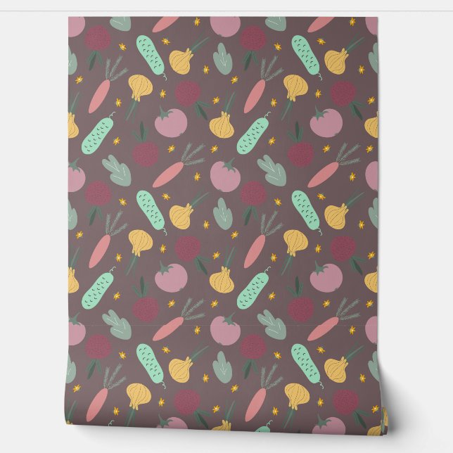 colorful vegetable pattern tapete (Abrollen)