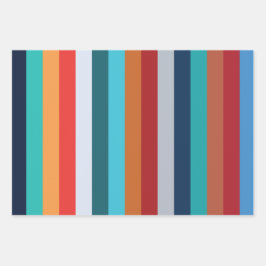 Colorful Vertical Retro Stripes Geschenkpapier Set