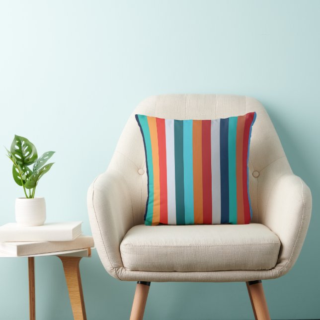 Colorful Vertical Retro Stripes Kissen (Stuhl )