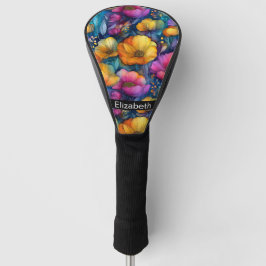 Colorful Vibrant Poppy Personalized Golf Headcover