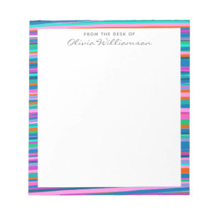 Colorful Vibrant Stripes Playful Bright Color Name Notizblock