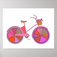 Colorful Vintage Bike with Flowers Illustration