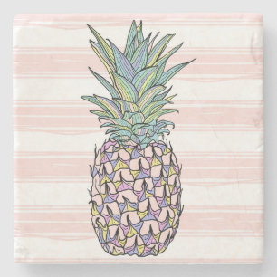 Colorful vintage pineapple illustration. steinuntersetzer