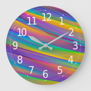 Colorful Vintage Spectrum Waves Wall Clock Große Wanduhr