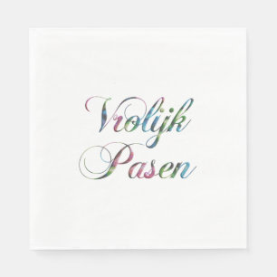 Colorful Vrolijk Pasen Dutch Language Happy Oaster Serviette