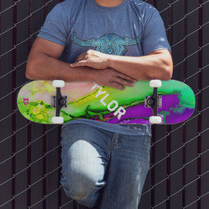Colorful Watercolor Abstract Dd Brand  Skateboard