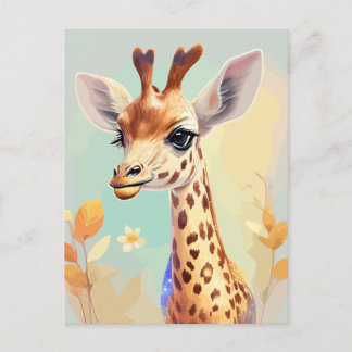 Colorful Watercolor Baby Giraffe Postkarte