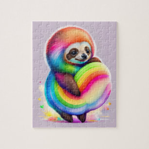 Colorful Watercolor Baby Sloth Puzzle