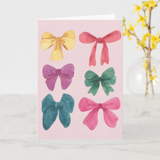 Colorful Watercolor Bows Greeting Card – Blank Karte