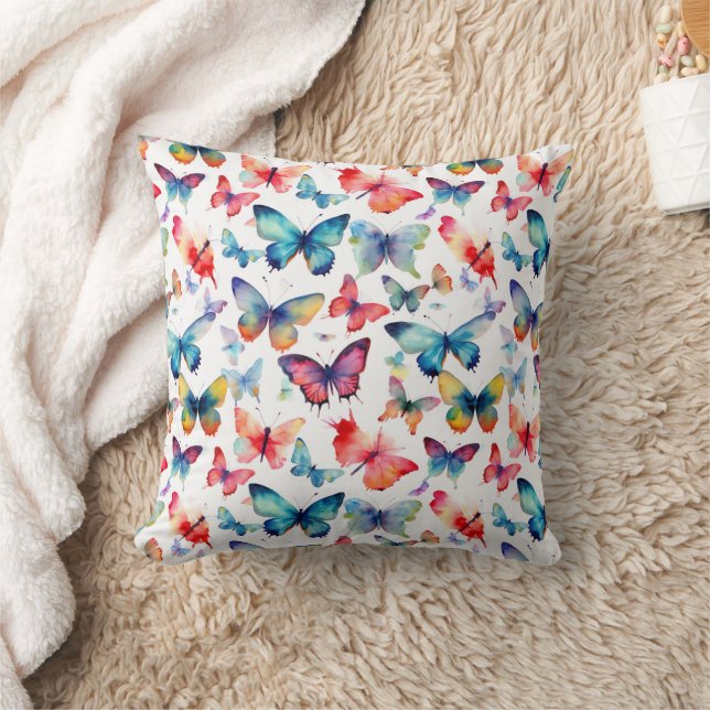Colorful Watercolor Butterfly Rainbow Pattern Kissen (Decke)