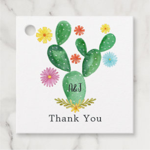Colorful Watercolor Cactus Mexican Fiesta Wedding Geschenkanhänger