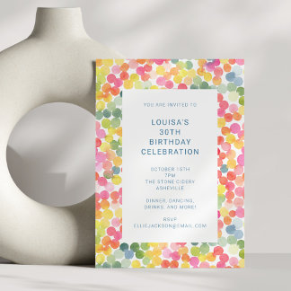 Colorful Watercolor Confetti Birthday Celebration Einladung