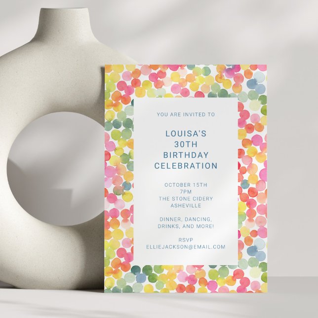 Colorful Watercolor Confetti Birthday Celebration Einladung (Von Creator hochgeladen)