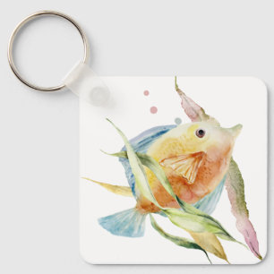 COLORFUL WATERCOLOR FISH, VACATION RENTAL KEYCHAIN SCHLÜSSELANHÄNGER