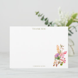 Colorful Watercolor Floral Elegant Custom Wedding Dankeskarte