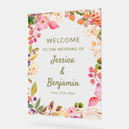 Colorful Watercolor Floral Wedding Welcome Sign Acrylschild