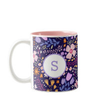 Colorful Watercolor Flower Pattern Spring Monogram