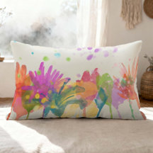 Colorful Watercolor Flowers on Off-white