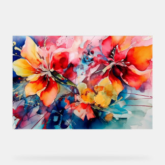 Colorful Watercolor Flowers Vibrant Art Acrylschild