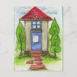 Colorful Watercolor House Painting Postkarte