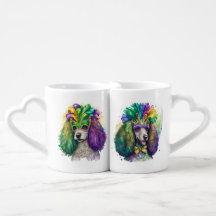 COLORFUL WATERCOLOR MARDI GRAS FRENCH POODLES
