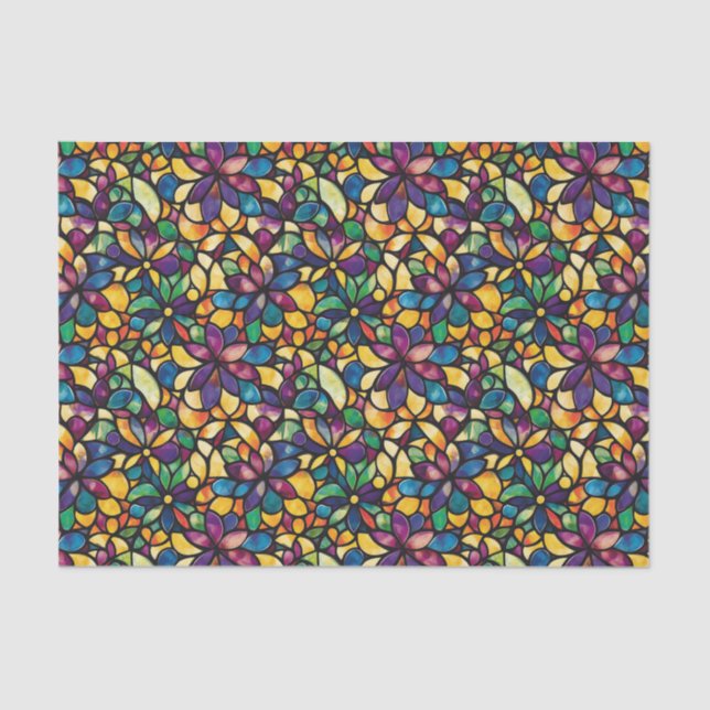 Colorful Watercolor Mosaic Stained Glass Decoupage Seidenpapier (Vorderseite)