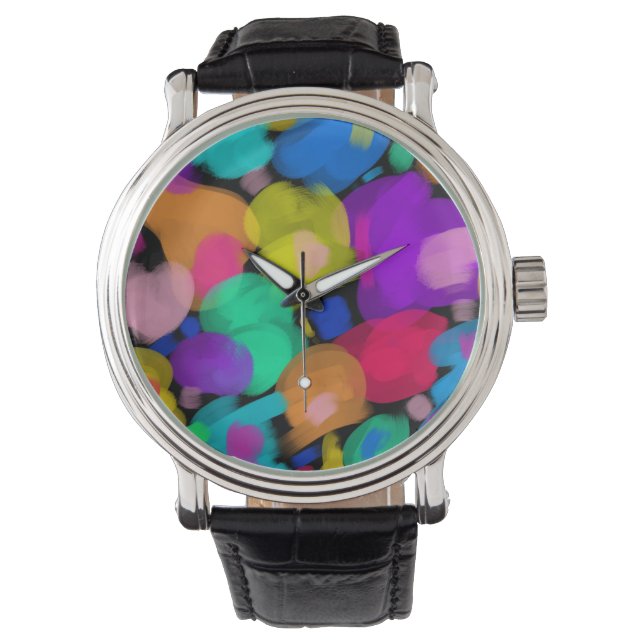 Colorful watercolor print armbanduhr (Vorderseite)