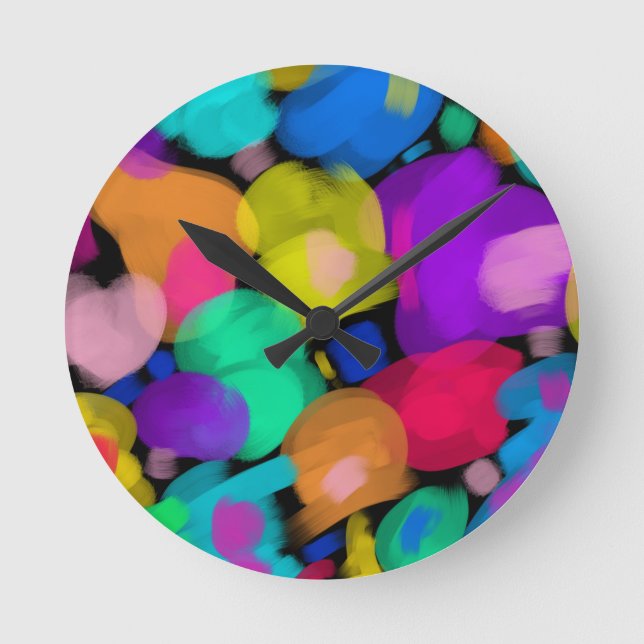 Colorful watercolor print runde wanduhr (Vorderseite)