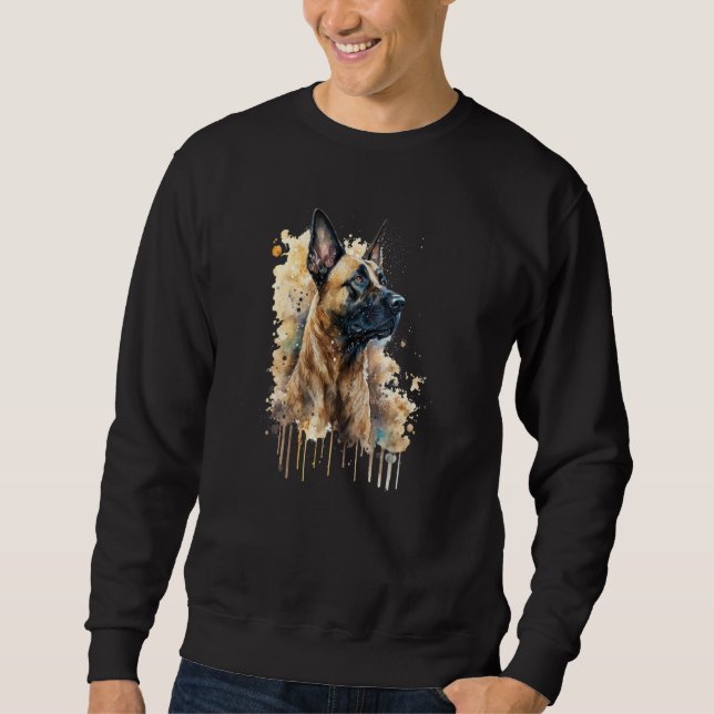 Colorful watercolor splash Belgian Malinois Sweatshirt (Vorderseite)