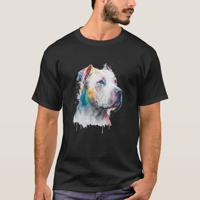 Colorful Watercolor splash Dogo argentino T-Shirt (Vorderseite)