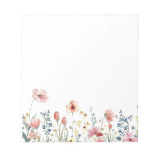 Colorful Watercolor Spring Blooms Floral Notepad Notizblock