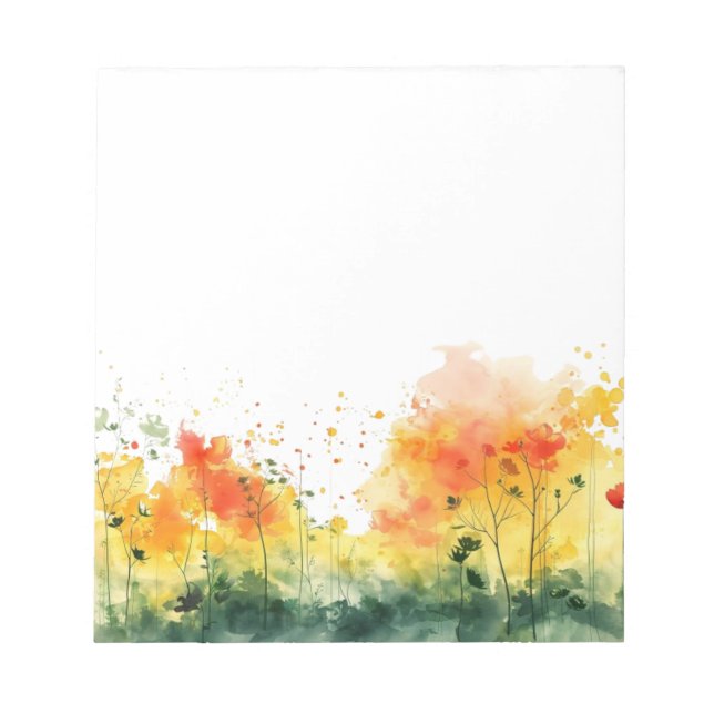 Colorful Watercolor Spring Blooms Floral Notepad Notizblock (Vorderseite)