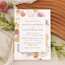 Colorful Watercolor Wildflower Wedding Invitation Einladung