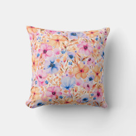 Colorful Watercolor Wildflowers Floral Pattern Kissen