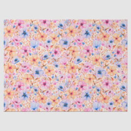 Colorful Watercolor Wildflowers Floral Pattern Seidenpapier