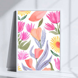 Colorful Watercolor Wildflowers | Hand Painted Poster