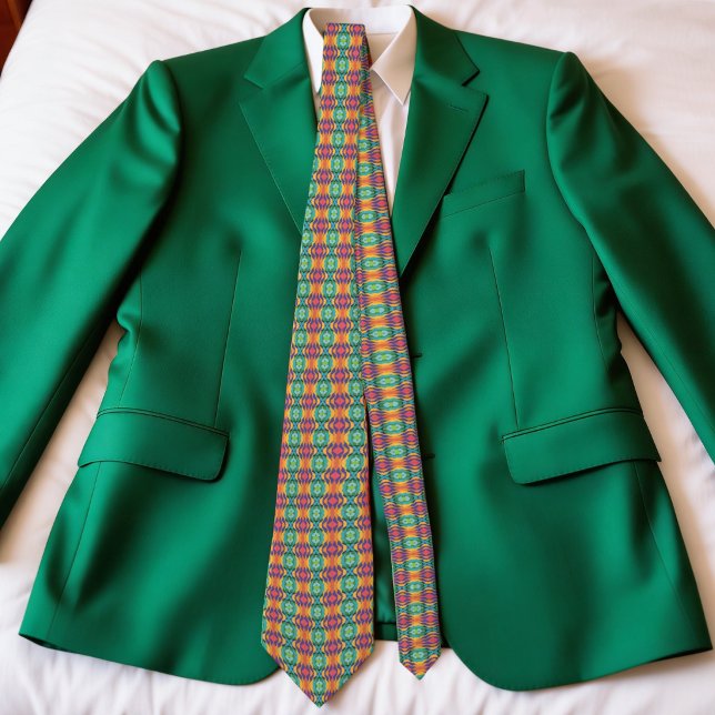 Colorful Waves And Diamonds Krawatte (Hand‑drawn diamonds, bold colors, and a retro twist. This tie is anything but ordinary.)