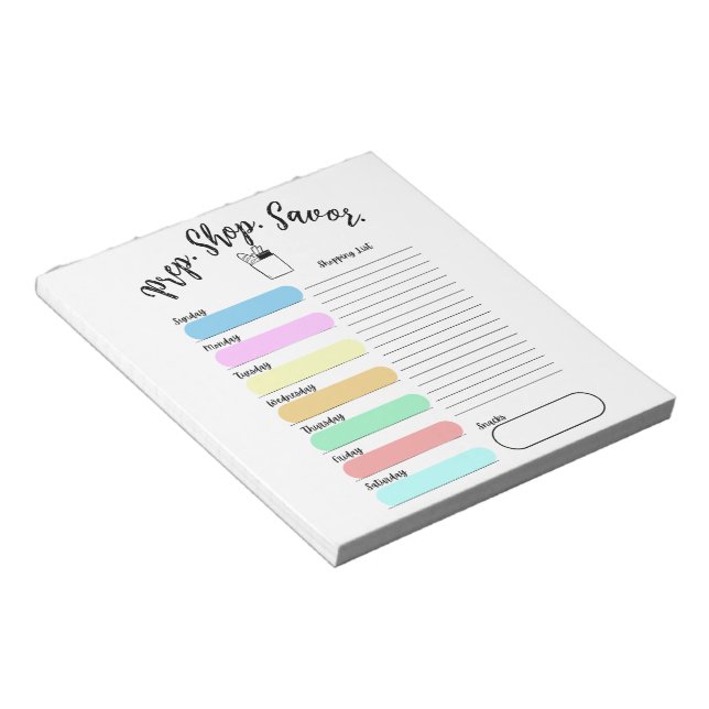 Colorful Weekly Meal Plan Notepad Notizblock (angewinkelt)