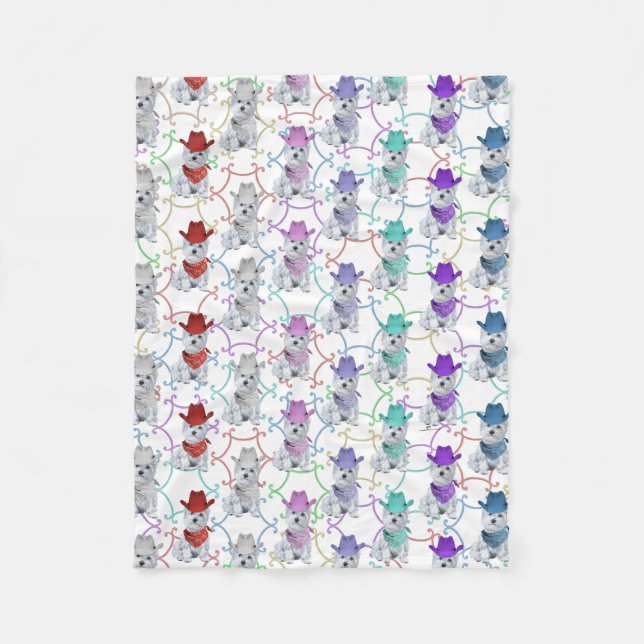 Colorful West Highland White Terriers Fleecedecke (Vorderseite)