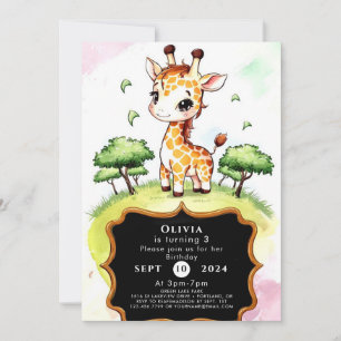 Colorful Wild Giraffe Birthday Einladung