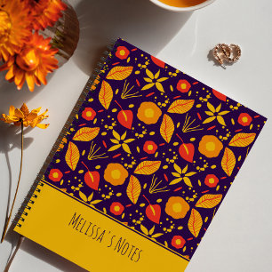 Colorful Wild Purple & Yellow Botanical Pattern Notizbuch