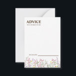 Colorful Wildblume Wedding Advice Card Hinweiskarte<br><div class="desc">Das ist eine schöne,  elegante Wildblume Wedding Advice Card. Diese farbenfrohe Hochzeitsratenkarte für Wildblumen ist perfekt für Ihre schlichte,  skurrile Hochzeitsfeier mit Boho. Es ist perfekt wie Hochzeitskarten,  Platzkarten,  Visitenkarten und mehr. Klicken Sie auf die Schaltfläche Anpassen,  um das Design zu personalisieren.</div>