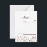 Colorful Wildblume Wedding Advice Card Hinweiskarte<br><div class="desc">Das ist eine schöne,  elegante Wildblume Wedding Advice Card. Diese farbenfrohe Hochzeitsratenkarte für Wildblumen ist perfekt für Ihre schlichte,  skurrile Hochzeitsfeier mit Boho. Es ist perfekt wie Hochzeitskarten,  Platzkarten,  Visitenkarten und mehr. Klicken Sie auf die Schaltfläche Anpassen,  um das Design zu personalisieren.</div>