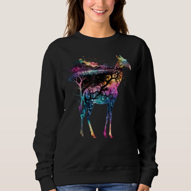 Colorful Wilderness Nature Giraffe Reflection Sweatshirt (Vorderseite)