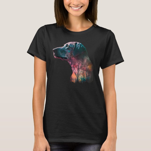 Colorful Wilderness Nature Weimaraner Reflection T-Shirt (Vorderseite)