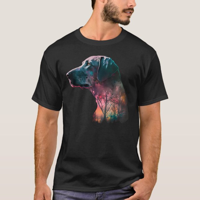 Colorful Wilderness Nature Weimaraner Reflection T-Shirt (Vorderseite)